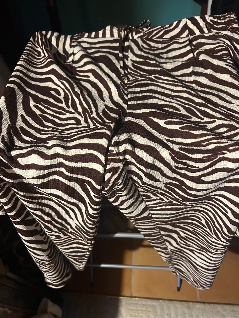 Soho Brown and White Zebra-Print Capris